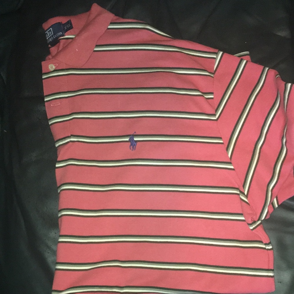 Peach Color Triple Colored Striped Collar Shirt